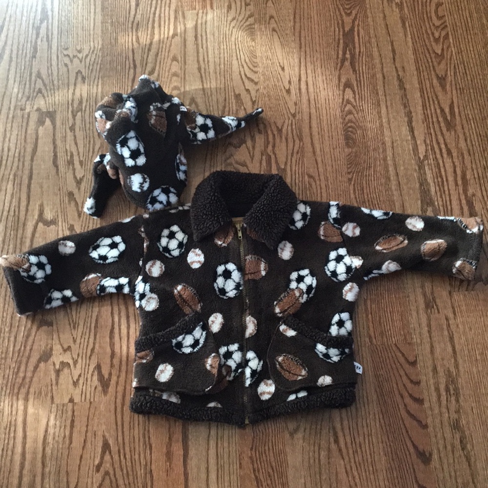 Boys Corky soft fleece jacket w/ matching hat 3T